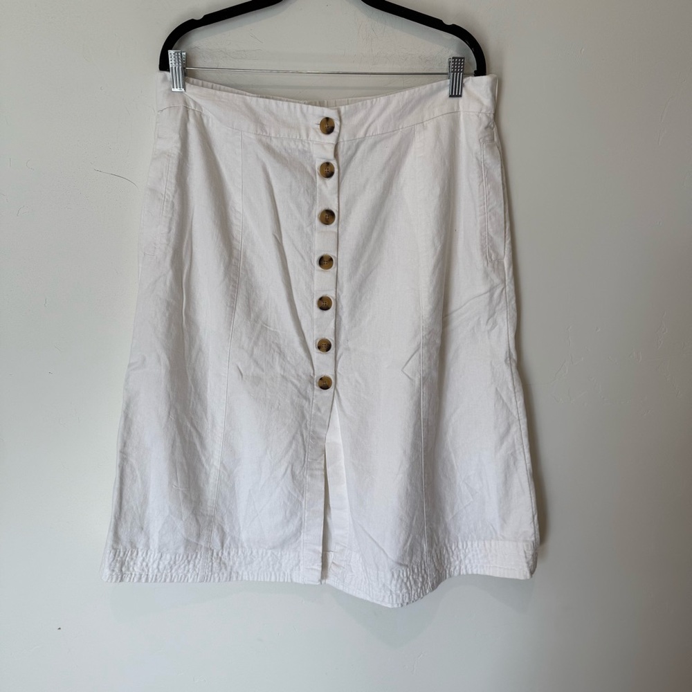 Universal Thread White Button-Front Skirt Womens Size XL Linen Cottagecore